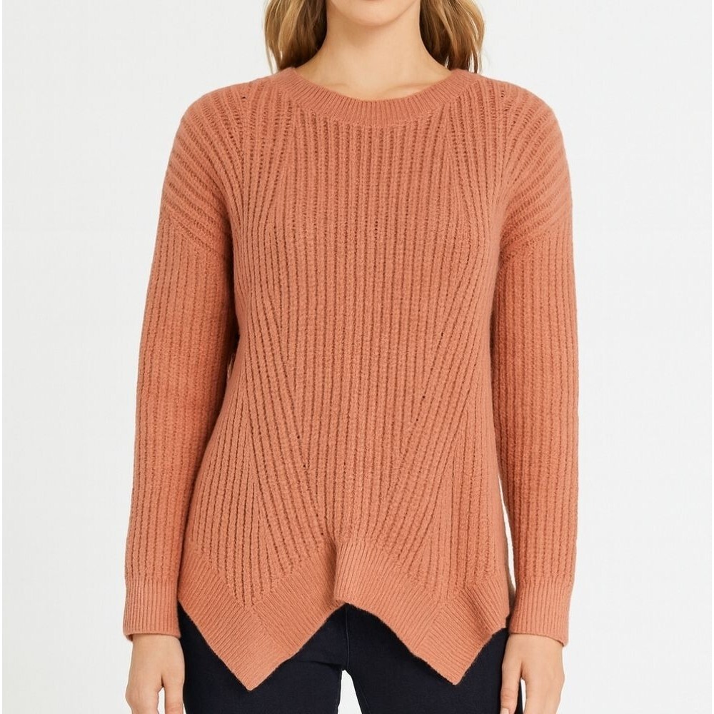 Garnet Hill Womens 100% Cashmere Coral Pink Sweater Size Xs Preppy Quiet Luxury